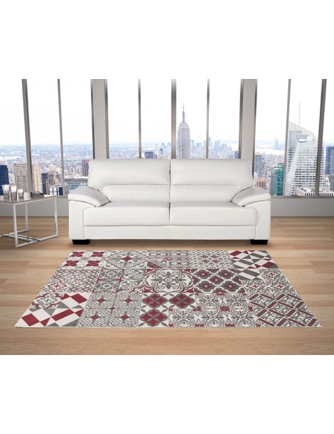 Tappeto rosso con decori moderni