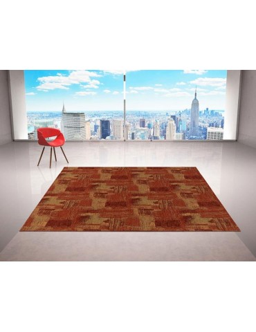 Tappeto moderno multicolore dalla tonalità rossa